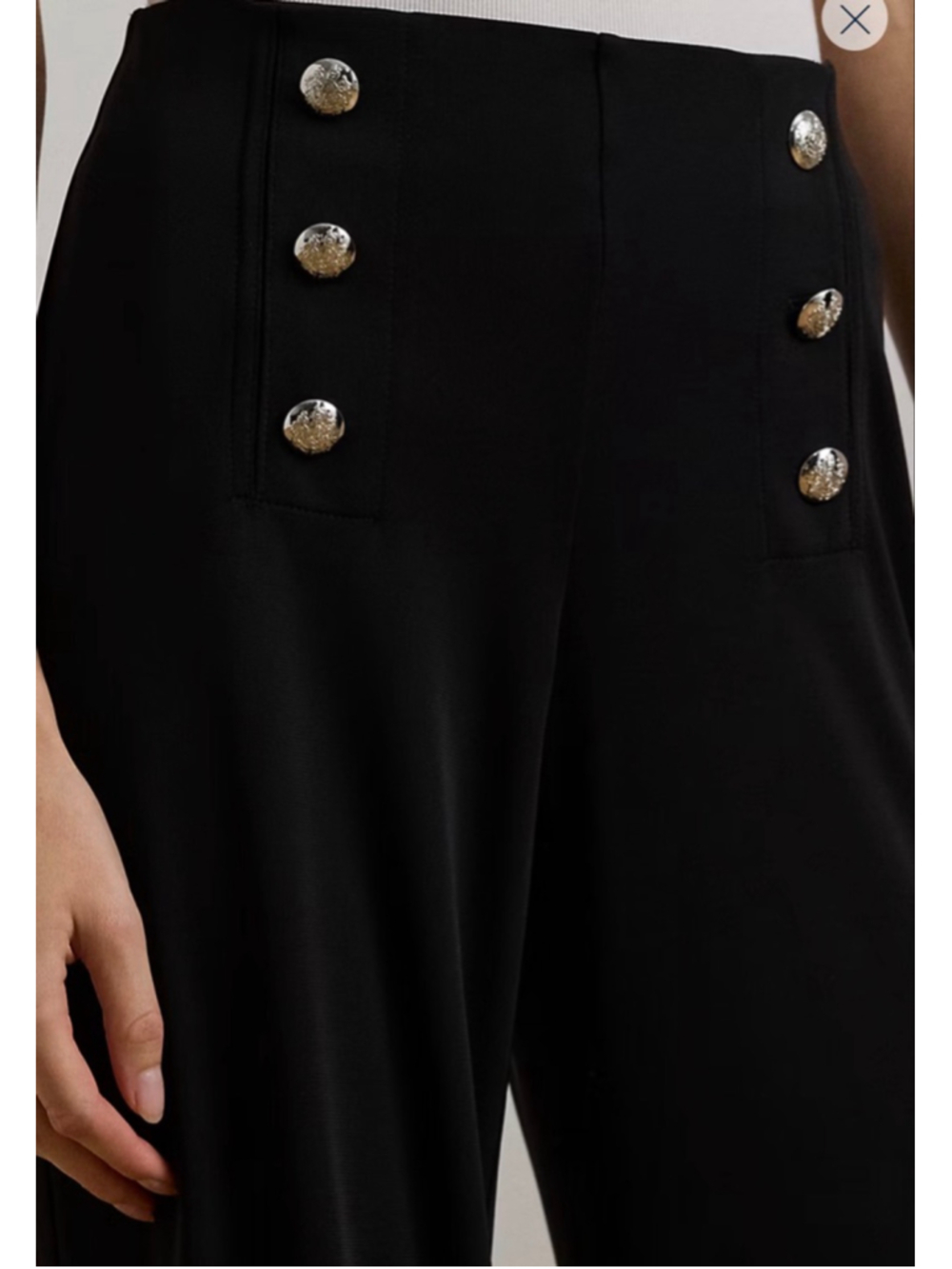 Ralph Lauen Black vintage  sailor botton front slacks. Wide leg. High waisted. - Picture 2 of 14